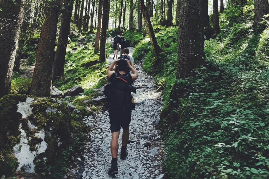 млади хора на пътеката, speed hiking. Източник: https://www.pexels.com/cs-cz/foto/1194235/