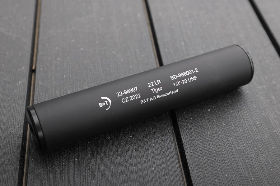 Шумозаглушител Tiger HP 22 / 1/2"-28 / калибър .22 LR B&T<sup>®</sup>. Източник: Rigad