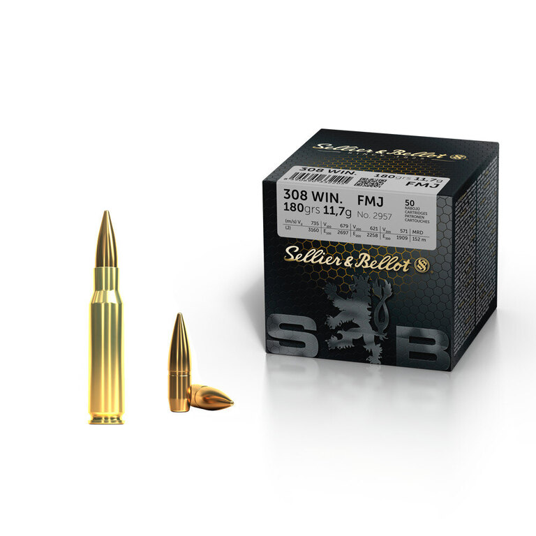 Боеприпаси FMJ Sellier & Bellot® / 308. Win / 11,7 g - 180 grs / 50 бр
