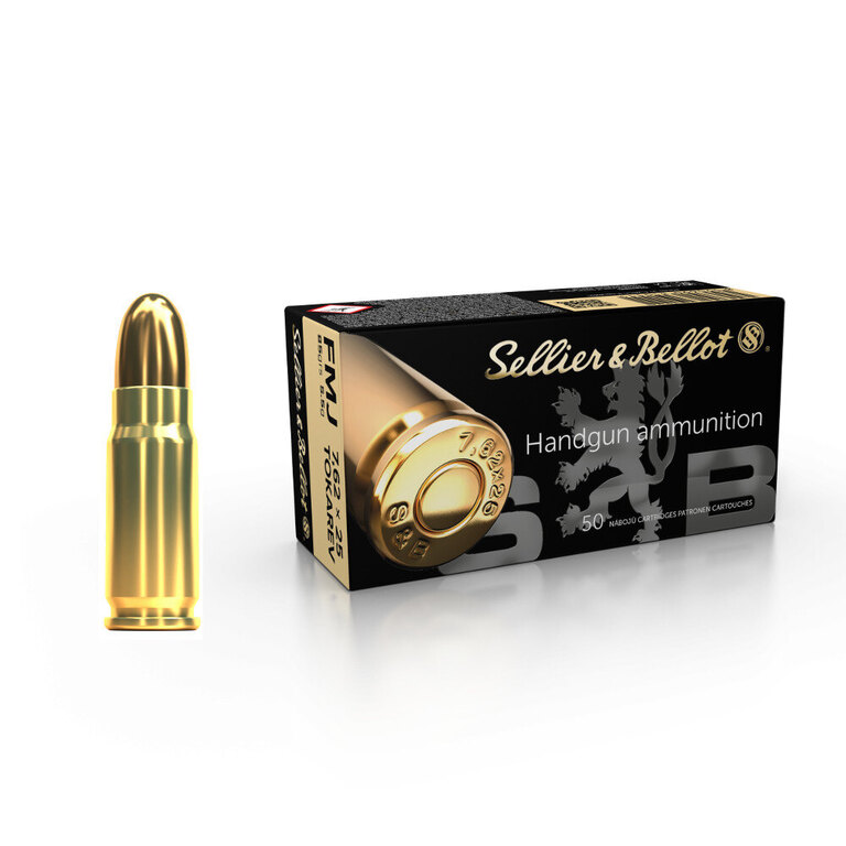 FMJ Sellier & Bellot® / 7,62×25 Tokarev / 5,5 g - 85 grs / 50 бр.