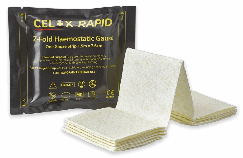 Хемостатична марля Celox Rapid CELOX Medical® / 7,6 см x 1,5 м