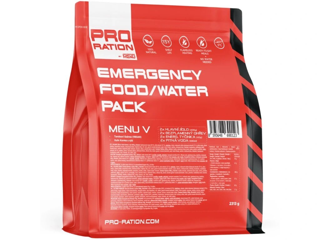 Спешен хранителен / воден пакет Pro Ration®, МЕНЮ V
