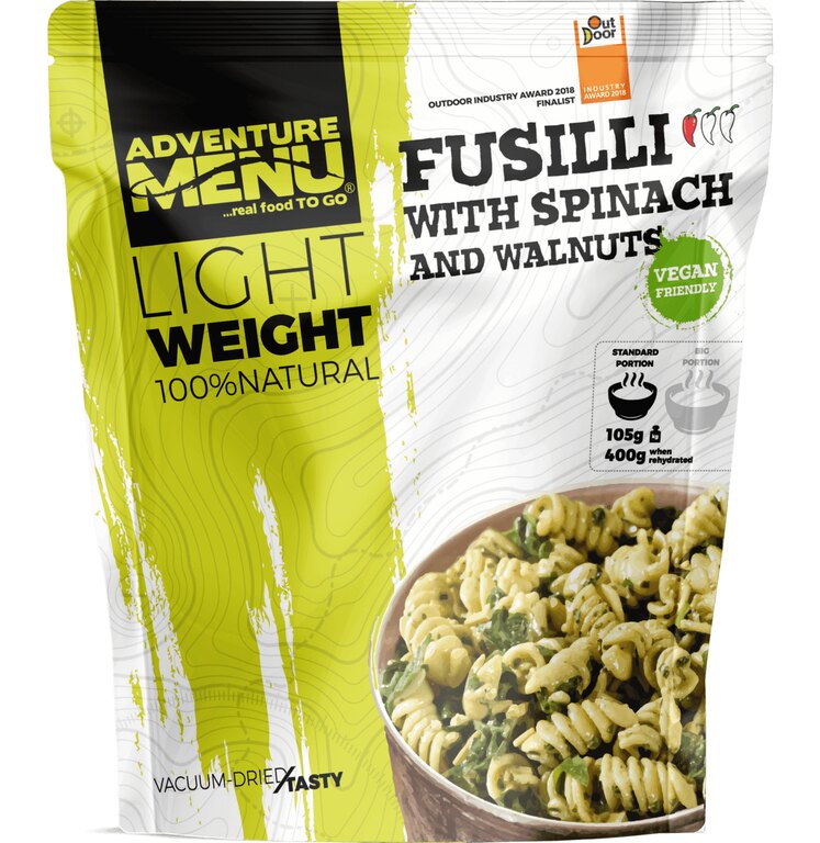 Сушена храна Fusilli със спанак и орехи Adventure Menu®
