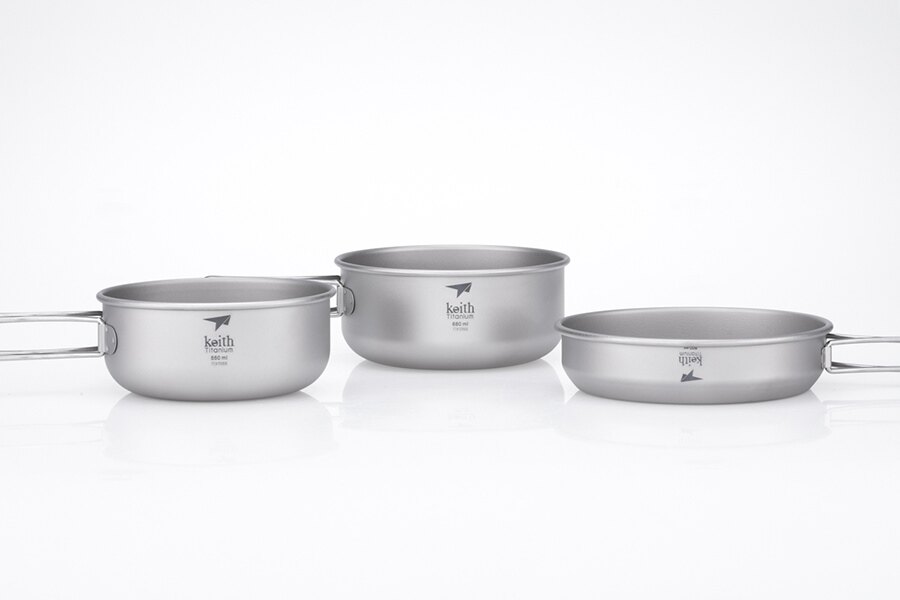 Титаниев 3-комплектен комплект за готвене Keith® 680 ml, 550 ml, 500 ml