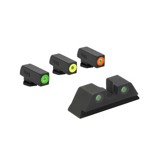 Тритиеви мерници Hyper-Bright™ Pistol Set Meprolight® / зелена мушка, зелено задно мерник