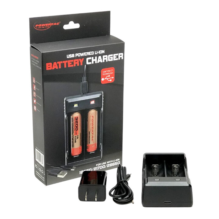 Зарядно устройство 18650 Dual Charger + Adapter PowerTac®